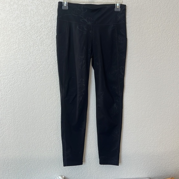 Ideology black floral detailed yoga legging size small - Picture 2 of 12